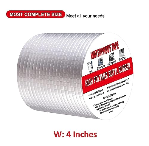 Image of 4-Inch Super Strong Adhesive Waterproof Tape for Permanent Roof Leak Repair, Surface Cracks, Window Gaps, Boat & Tank Sealing (Aluminum Tape - 04 Inch)