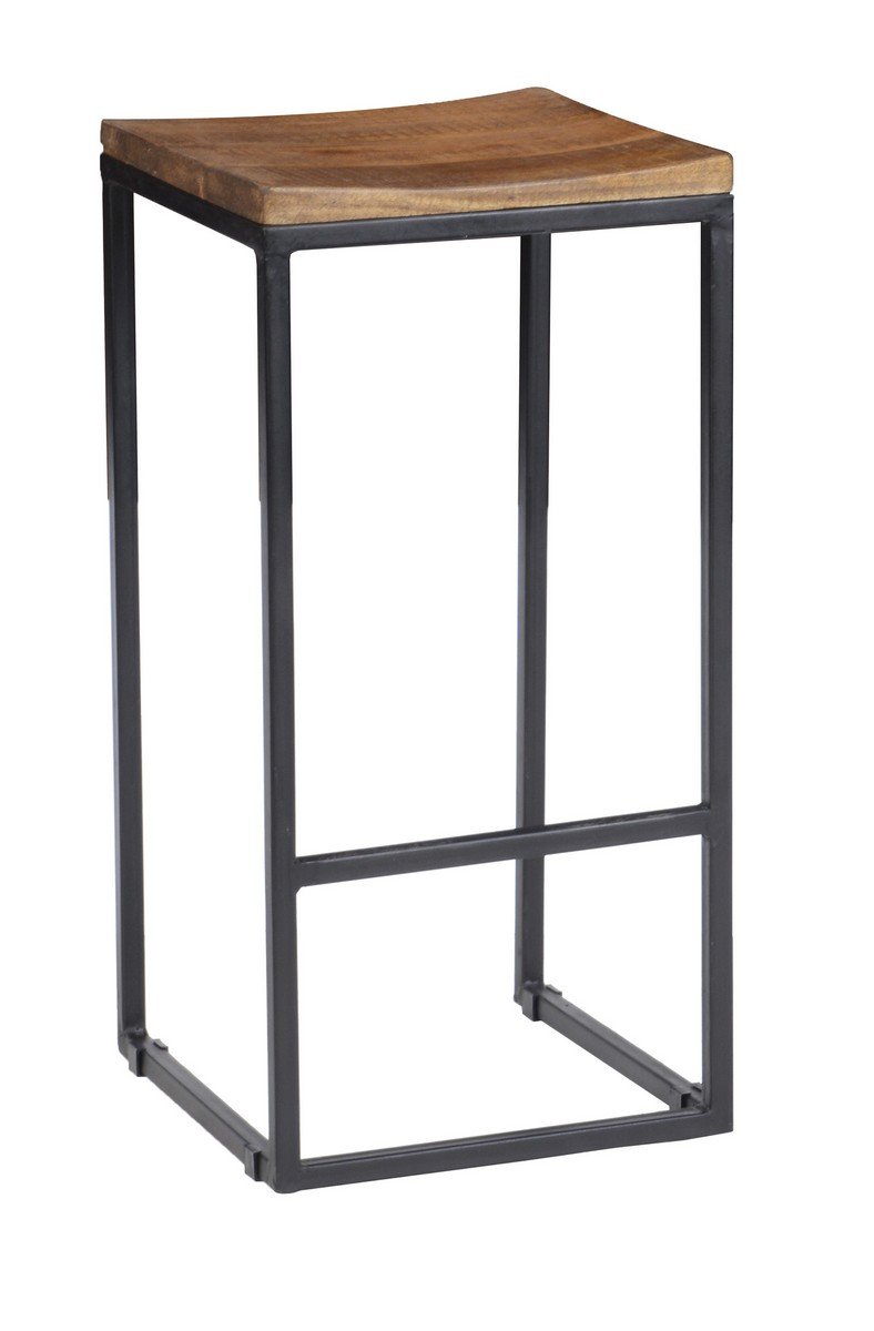 ( set of 2 ) Kosas Home PL12903 Davie Barstool, 30", Hand-Distressed Natural Finish with Black Base