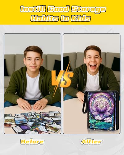 Image of for 9 Pocket Card Binder for MTG, TCG, Game Cards Holds 900 Cards - Large Capacity Trading Card Collection Album Folder with Zipper for Men Boys Teens Flower Design for Sports Card