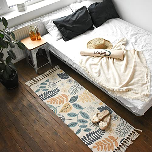 Eco Joy Cotton Woven Area Rug with Tassel - Small Boho Kitchen Runner Bath Mat - Machine Washable Farmhouse Throw Rug - Entry Door Way Modern Rug for Kitchen Laundry Doorway Porch  Bedroom