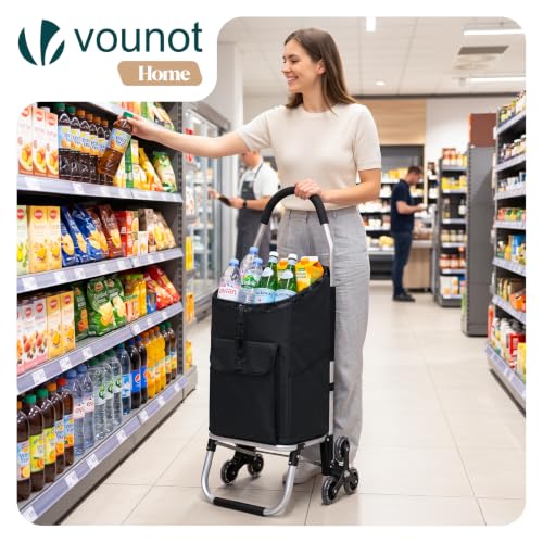 VOUNOT® Aluminium Einkaufstrolley Treppensteiger, Trolly Einkaufswagen Klappbar, Hackenporsche mit...