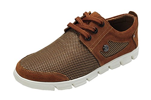 Passionow Mens Spring New Style Fashion Net Cloth Suede Casual Sport Shoes Brown 10 D(M) US