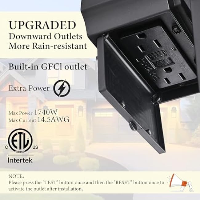 Motion Sensor Porch Light with Outlet, Motion Sensor Outdoor Wall Lights Dawn to Dusk Outdoor Light Fixture with Outlet Exterior Lighting Fixtures