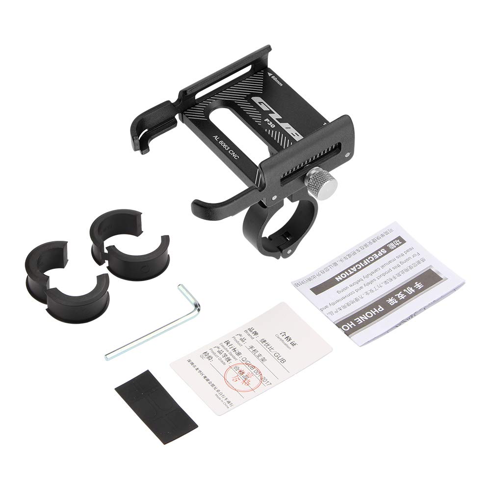 GUB P30 Support de téléphone en Aluminium pour vélo de 8,9 cm à 19,1 cm (Noir)