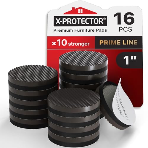 Patin antiderapant X-PROTECTOR - 16 pcs 25 mm Patin Caoutchouc Premium - Patins Antidérapants Autocollants - Patin en Caoutchouc - Anti Dérapent Meuble -...