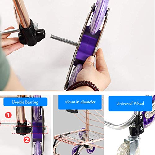 WLKINF Treppensteigen Einkaufstrolley mit 8 Rädern/Sitz/30L Kapazität Tasche Leichte Aluminiumlegierung Korb Markt… – Bild 5