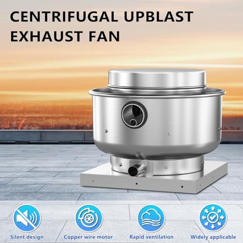 Image of Roof Ventilator Restaurant Rated Exhaust Fan Direct Drive Centrifugal Upblast Exhaust Fan 1 /6HP 800 CFM 110 Volt Single Phase Motor