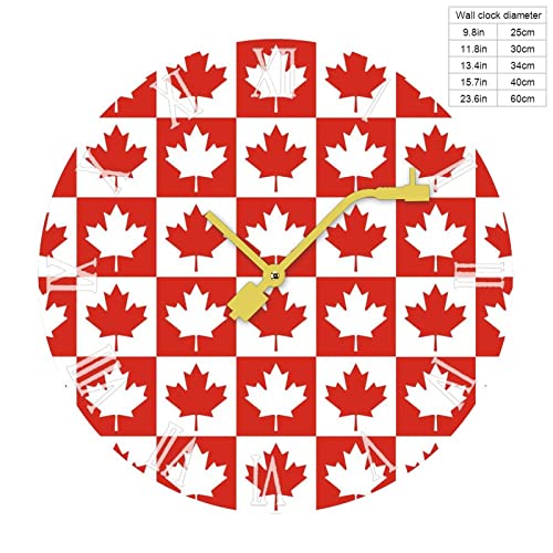 Maple Leaf Canada Ca Flag Round Wall Clock Silent Non Ticking Quartz Clocks Pvc Wood For Kids Living Room Bedroom Kitchen School Office Decor #TOP1
