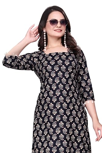 Image of Women's Pure Cotton Straight Fit Straight Cambric Jaipuri Printed Kurti