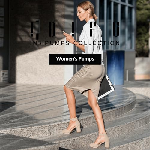 IDIFU IN3 Womens Closed Toe Heels Chunky Block Platform Pumps Pointed Toe Ankle Strap Dress Shoes for Women Comfortable Wedding Short Low Pumps Shoes2