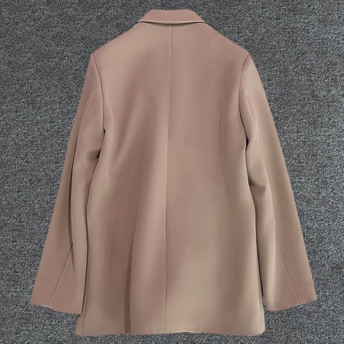 Women 2025 Work Office Blazer Long Sleeve Double Breasted Jacket Lapel Trendy Business Blazers Front Pocket Outerwear4