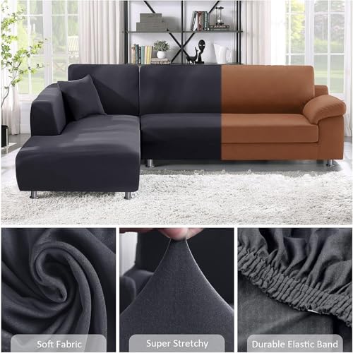 Housse de canapé d'angle extensible bleu 1 place 90-140cm imperméable universelle - 5
