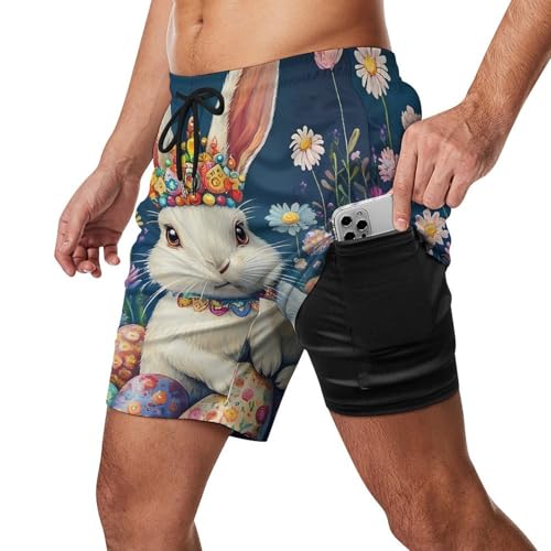 Easter Bunny Egg Mens Swim Trunks with Quick-Drying Lining Beach Shorts for Outdoor Sports2