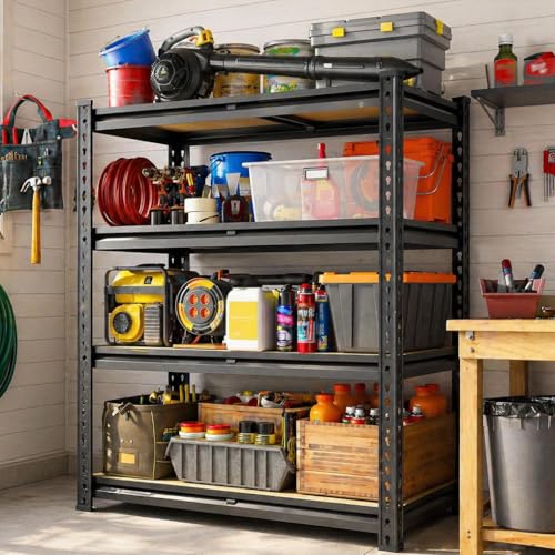 Image of JD FRESH 4-Tier Extra Large Metal Shelf Rack /60x36x18 Inch Adjustable Boltless Shelving Unit /Heavy Duty Display Rack Organizer for Garage /Kitchen /Warehouse /Tool-Free Assembly and Rust-Resistant