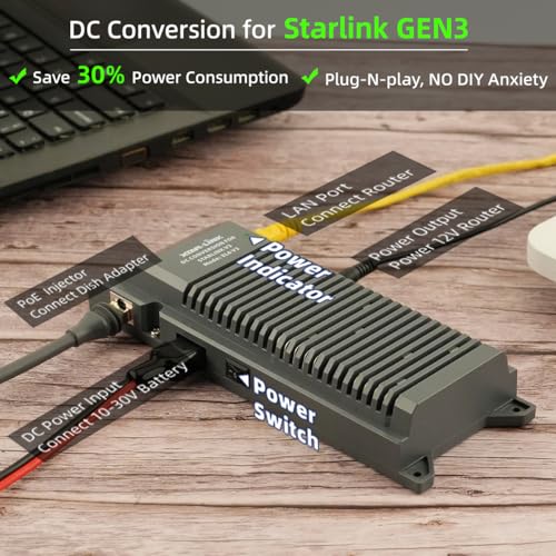 Starlink DC Conversion KT,XTAR EL6 12V to 56V All-in-one DC Power Supply for Starlink Standard ACTUATED (Gen 3),Reduce Power Consumption (EL6 Set)2