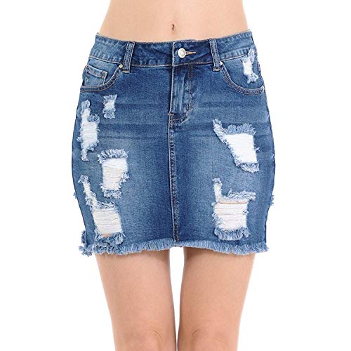 Jupe Mini Jean Délavée Wet Seal Taille Medium - Style Junior Décontracté Avec Ourlet Effiloché