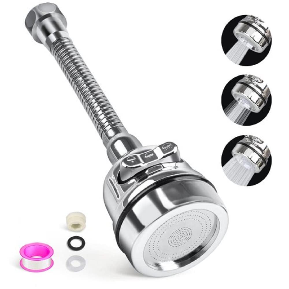 SHFTI Faucet, faucet, three gears, adjustable splash head, kitchen, sink, washbasin, extended extension, aerator, universal (FAUCET-HEAD-HARD NOZZER-C)