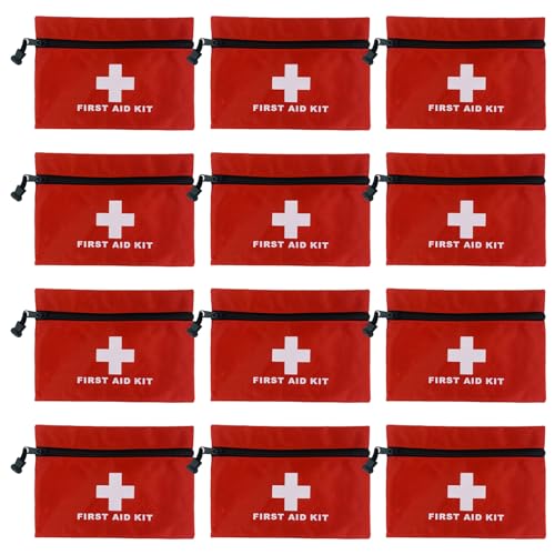 Kit de primeros auxilios de 12pcs, 7.9x5.5 mini bolsa de primeros auxilios vacías con bolsa de tela Oxford impermeable con cremallera para viajar, hogar, oficina, vehículo, campamento, mini kit de se