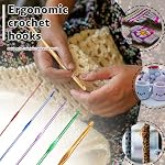 Hseonmauyi 5 Sizes Aluminum Crochet Hook Knitting Needles Kit, 5 Pieces | Ergonomic Crochet Hooks Set, 2mm 2.5mm 3mm 4mm 6mm Colorful Metal Needle for Beginners and Experienced