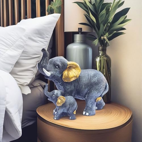 Polyresin 6" Elephant with Baby Statue for Home Decor – Vastu & Feng Shui Good Luck Symbol – Decorative Showpiece for Entryway, Living Room, Office, Gift (Brown) — photo — 5 of 9