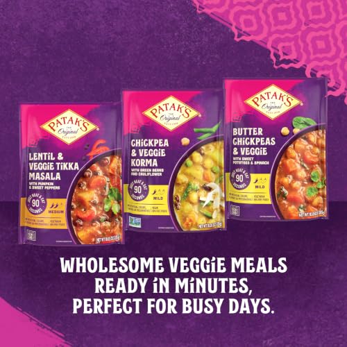 Image of Patak's Chickpea & Veggie Korma, Mild & Creamy Curry with Coconut, Chickpeas & Green Beans, Ready to Eat Meals, Vegetarian, 10.05 Ounce (Pack of 1)