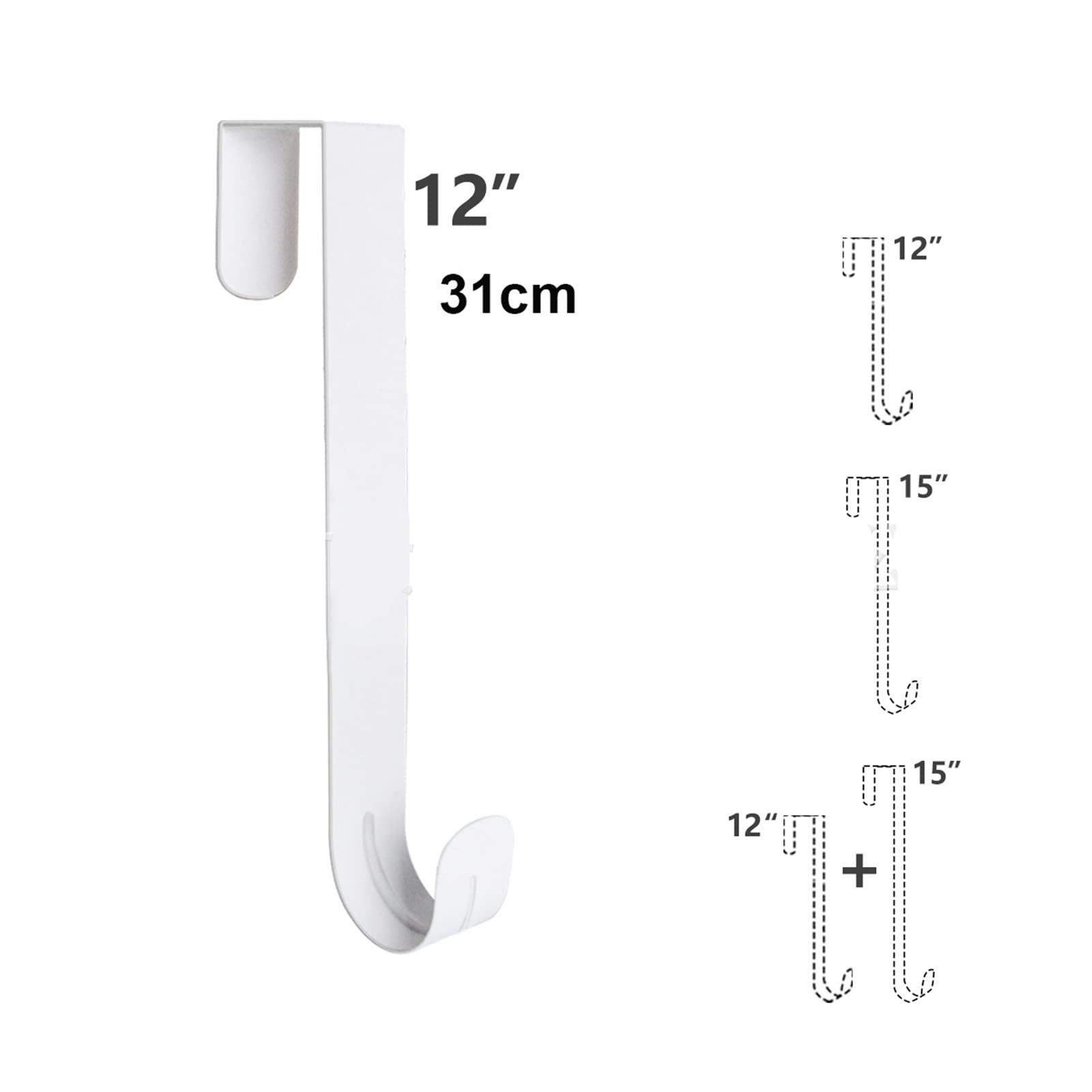 WOHPNLE Adjustable Wreath Door Hanger Damage Wreaths Hanging Over The Door Hooks Iron Door Hanger for Christmas Wreath (White)