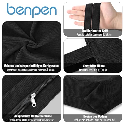 Tote Bag Damen Shopper Cord Tasche Groß Beuteltasche Schultertasche Mit ReißVerschluss,Stoff Umhängetasche Handtasche Für Schule Arbeit Büro Reisen Einkaufen Alltag,Geschenk für Damen