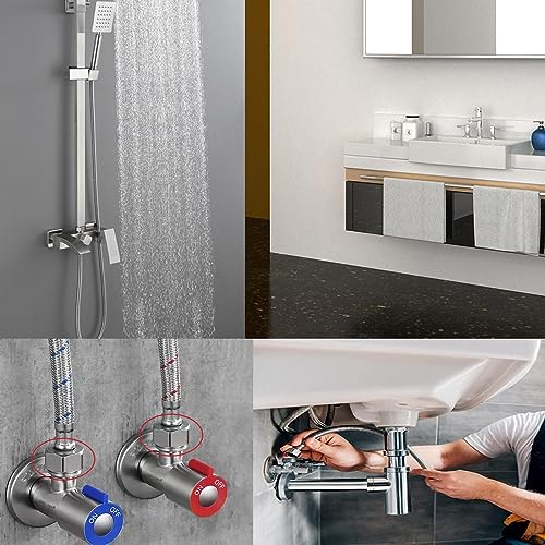 Mirrwin 2 Stück Anschlussschlauch Armatur G3/8, 60cm Wasserhahn Schlauch Flexschlauch Verlängerung Wasserhahn Anschlussschlauch 3/8 Zoll x M10 Edelstahl Panzerschlauch für Mischbatterie