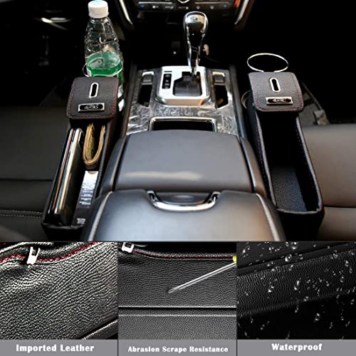 N / A Maodaner Universal Car Seat Gap Filler Premium Pu Leather Side Pocket Organizer, Seat Crevice Storage Box With Cup Holder For Smartphone Coin Wallet Key, Car Interior Accessories 2Pcs (Black) #TOP4