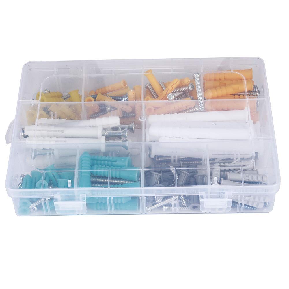 Set di tasselli con viti, viti e tasselli, 200 pezzi in acciaio inossidabile testa cilindrica croce autofilettante vite + plastica espansione parete tubo tappo set assortimento kit