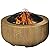 Outsunny Outdoor Fire Pit, 24 Inch Metal Wood Burning Fireplace with Spark Cover, Poker, Woodgrain Design for Patio, Picnic, Backyard, Light Brown