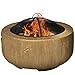 Outsunny Feuerschale, Feuerstelle mit Deckel, Feuerkorb mit Schürhaken, im Baumstumpf-Design, für Garten, Camping, Terrasse, Stahl, MgO, Braun
