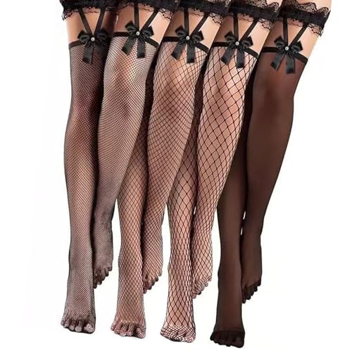 Medias de red para mujer con liguero anticaída y encaje suave