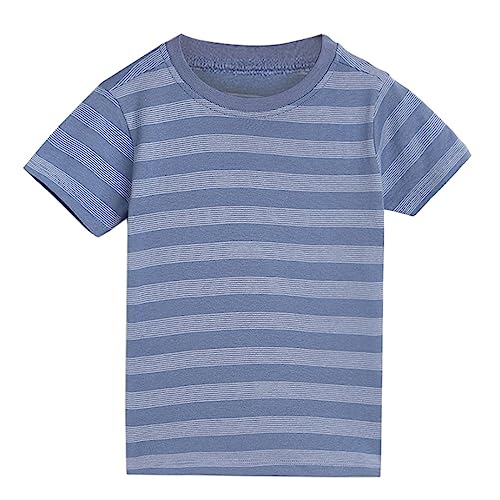 Image of miniklub Boys White & Peach-Coloured Striped Pure Cotton T-Shirt
