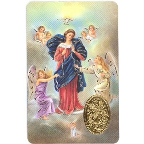 Marie qui défait les noeuds - Carte poinçon style médaille avec prière - Livraison gratuite