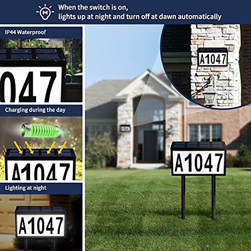 Lighted House Numbers For Outside, Solar Address Sign Led House Number Address Plaques For House Yard Garden Street Mailbox, Wall Mounted Or Inserted With Stakes #TOP1