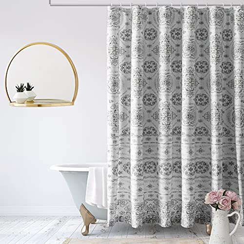Alimumu Medallion Shower Curtain-Fabric Mandala Paisley Moroccan Bohemian Damask Print Design,Grey, 72 X 72 Inches #TOP5