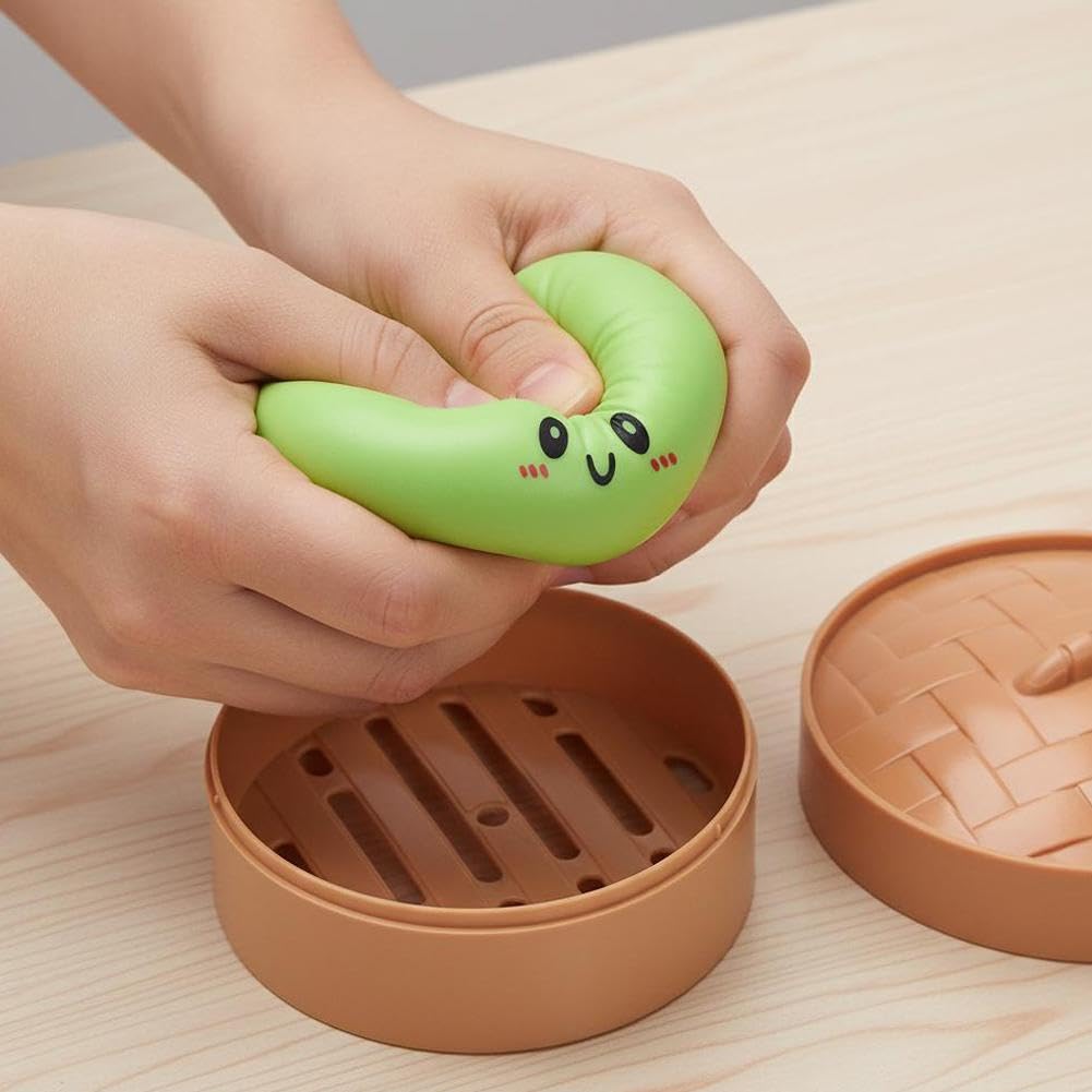 Dumpling Squishies,Glitter Dumpling Squishies, 2026 New Dumplings Mystery Steamer Box - 10 Colors Random Mystery Gift Box, Squeeze Dough Ball Stress Relief Hand Toys with Food Steamer — view 8