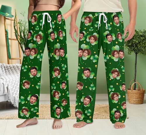 St Patricks Day Pajama Pants, Pajamas Pants For Men Women, Custom Pajamas With Photo, Matching Pajamas For Couples4