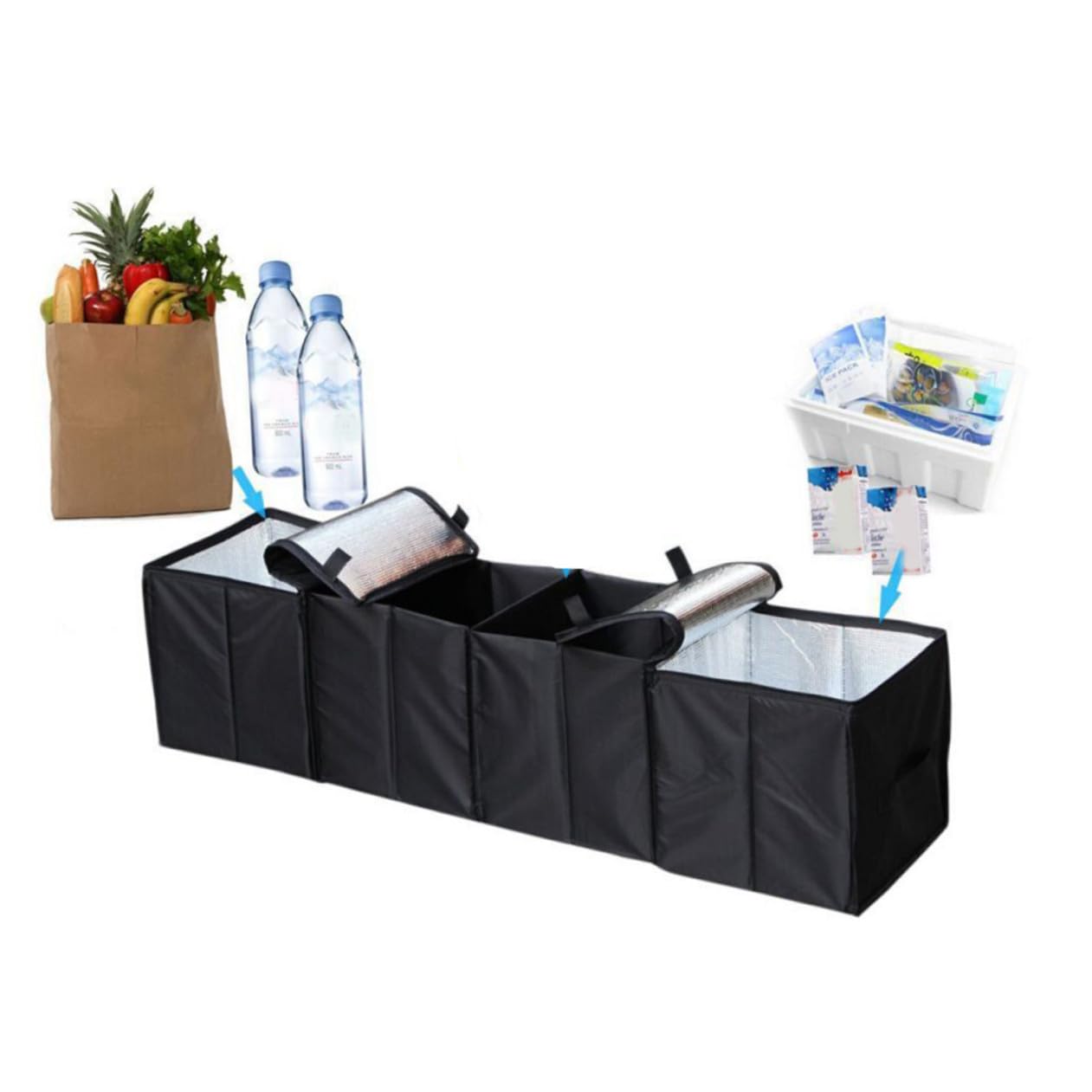 PRETYZOOM Scatola Organizer per Bagagliaio Auto Pieghevole 4 Griglie Pvc