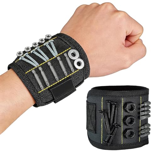FIQLUL Regalo Dia del Padre Original - Correa de Muñeca Magnética con 10 Imanes Potentes, Gadgets Tecnológicos para Hombre, Pulsera Magnética para Tornillos, Herramientas Bricolaje para Carpintero