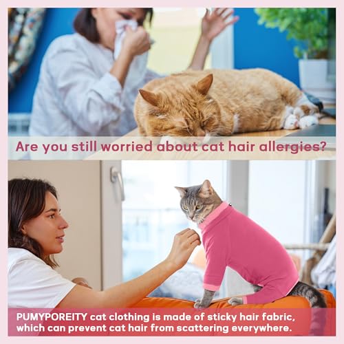 PUMYPOREITY Cat Calming Sweater – Helps Reduce Licking & Grooming Habits, Daily Comfort Shirt for Anxious Cats, Lightweight Fabric for Fur Control, Pink, S by PUMYPOREITY - Used condition - Image 2