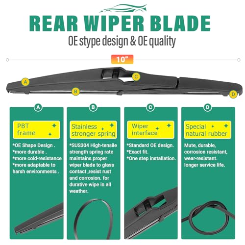 Image of 26 inch 18 inch 10 inch Windshield Wiper Blades Replacement for Toyota Highlander 2020 2021 2022 2023 2024 2025 Premium All Weather Front Rear Wipers Set for My Car - OEM Quality (Pack of 3)