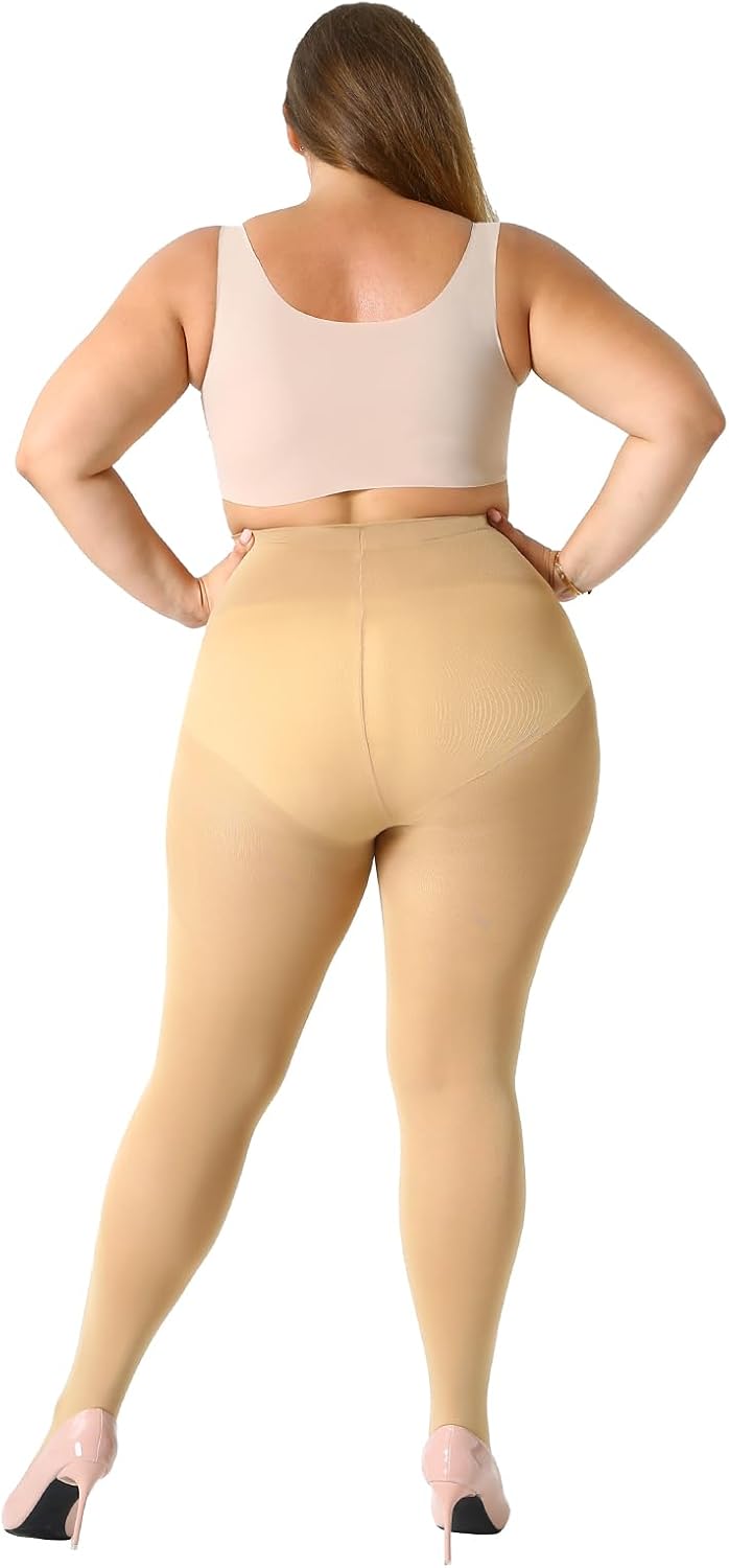 MANZI Women's 2 Pairs Plus Size Control Top Tights Ultra-Soft Panty Hose - Image 4