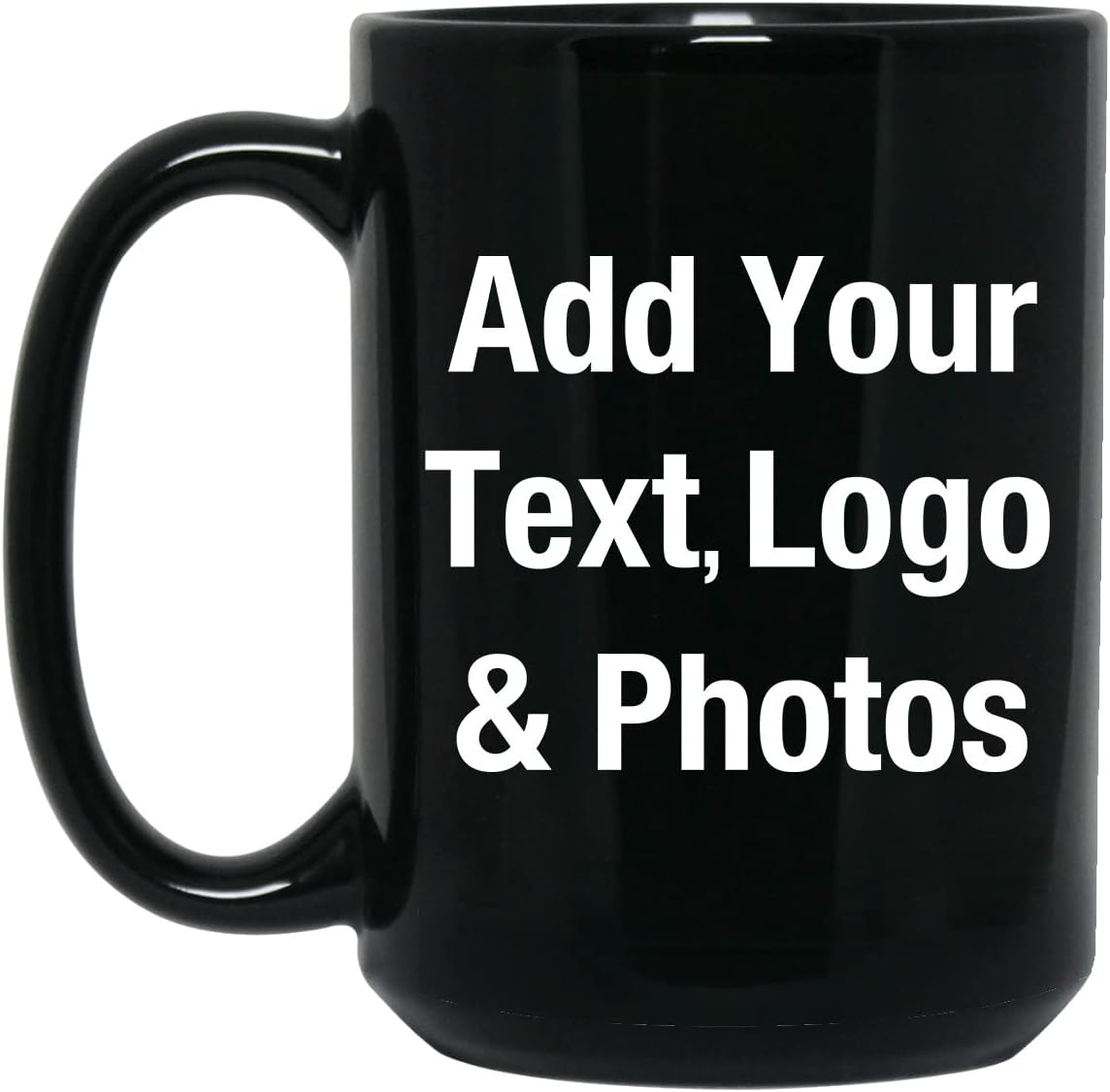 Personalized Coffee Mug - Custom Mugs with Picture Text - Customized Photo Name Logo Ceramic Cup - Mothers Day Fathers Day Anniversary Birthday Gifts - for Women Men Mom Dad Family Friend (15oz Black)