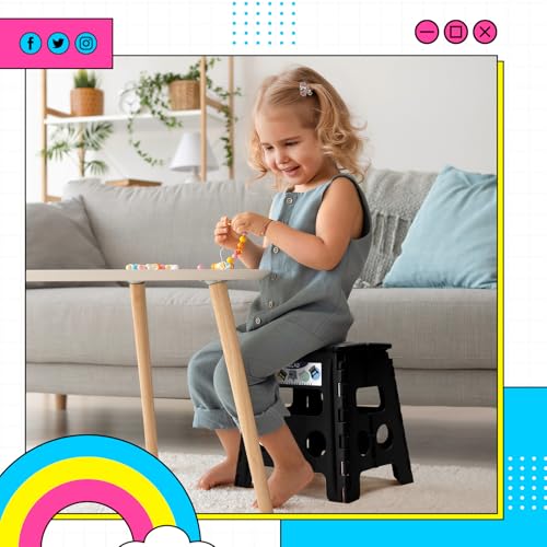 Image of Delxo Folding Step Stool 13 inch 2 Pack,300 Lbs Step Stool for Kids&Adults | Foldable Step Stool,Non-Slip Foot Stools with Handle Lightweight Collapsible stools for Kitchen,Bathroom,Bedroom,Garden Black
