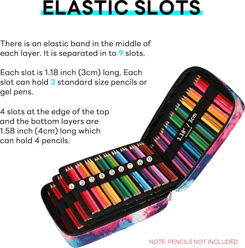 Image of 274 Slot Colored Pencil Case Pen Bag with Zipper for Artist Storage Organizer for Watercolor Pencil Gel Pen Marker Highlighter Large Capacity Handy Pencil Holder(Fireworks)