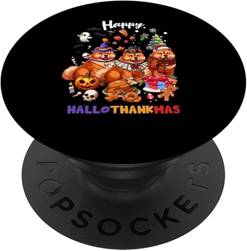 Chow Chow Dog Christmas Happy Hallothankmas PopSockets Standard PopGrip