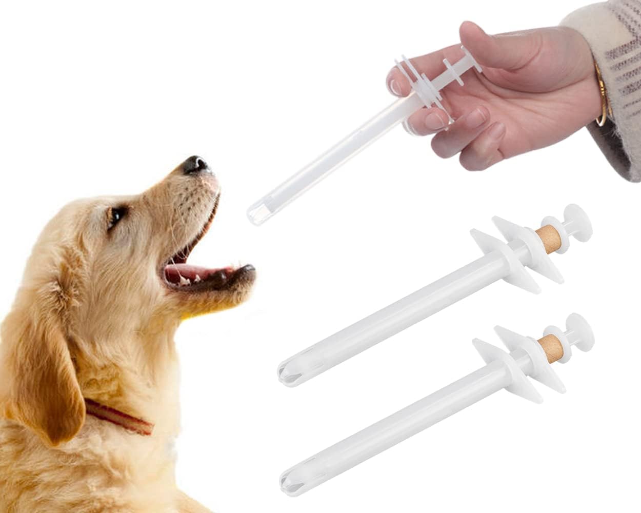 SCSpecial Lance Pilule Chat Chien 2 Pièces en Plastique Pet Pill Poppers Handy Durable Pet Pill Distributeur Tablettes médicales
