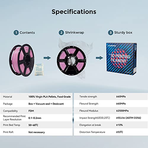 Image of FLASHFORGE 3D Printer Filament, PLA PRO Filament 1.75mm, 1KG Spool (2.2lbs), Dimensional Accuracy + /- 0.02mm for FDM 3D Printers, Better Tenacity & No Knotting (Pink)